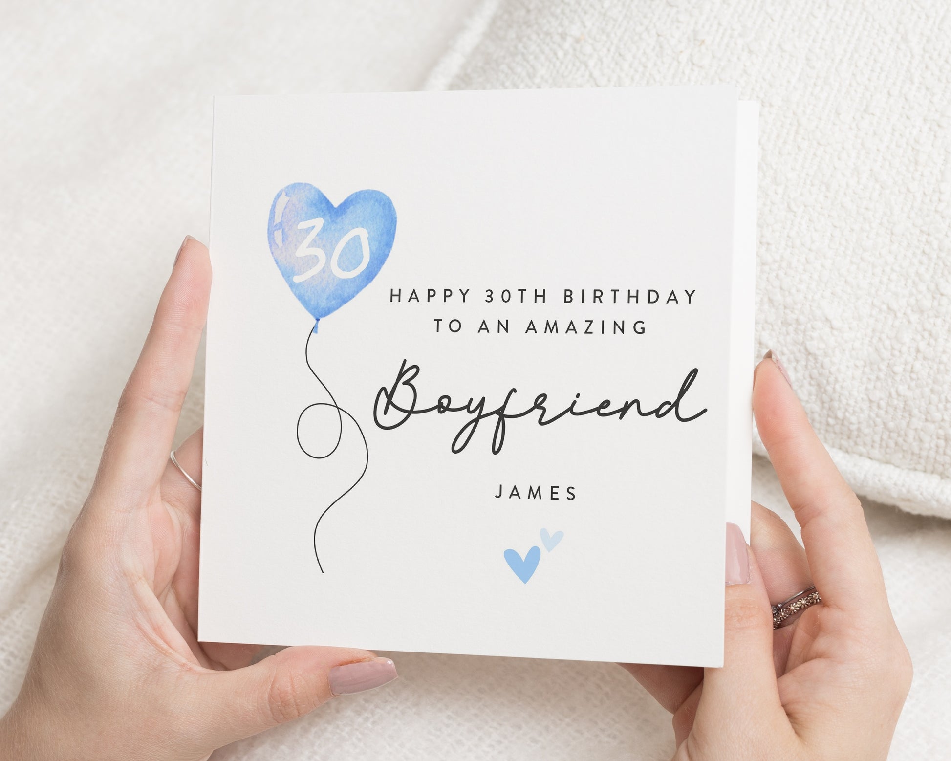 30th Birthday Card for Boyfriend, Personalised Birthday Card for Him, 30th Birthday Cards, Custom Birthday Card for Partner, Blue Heart Card