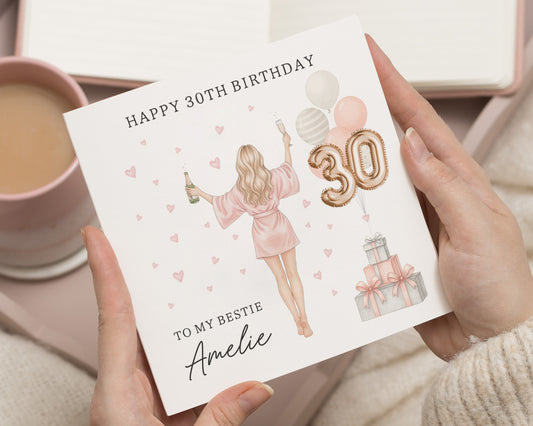 30th Birthday Card for Best Friend, Personalised Birthday Card for Her, Bestie Birthday Card, 30th Birthday Card for Women
