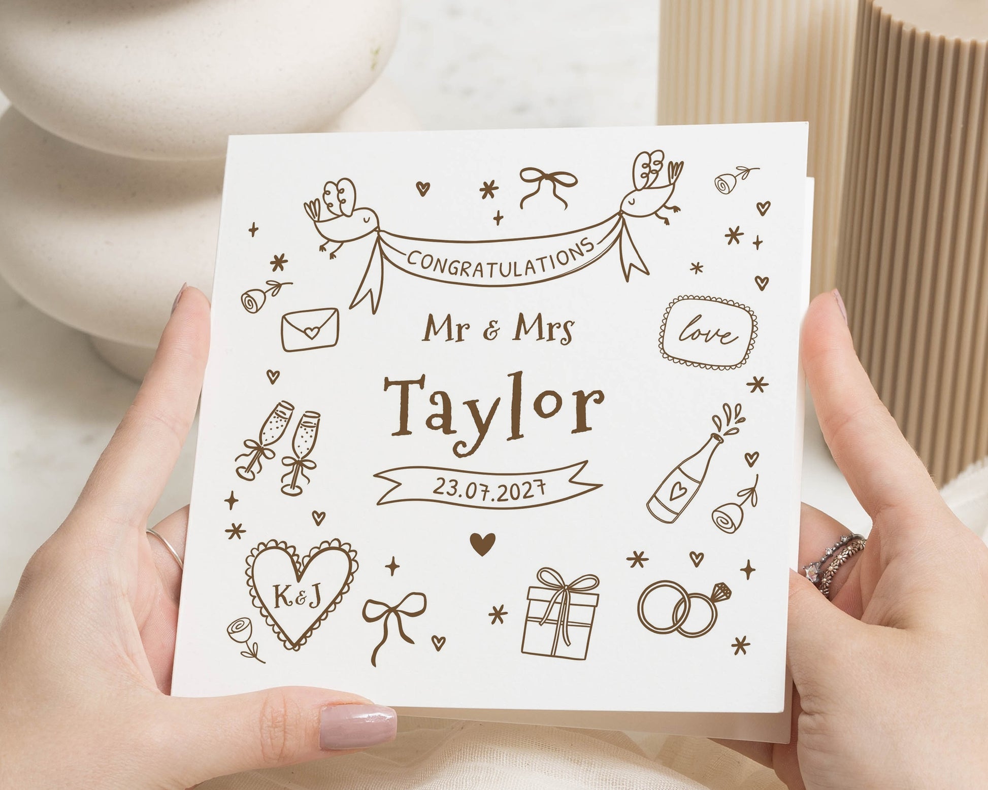 Personalised Wedding Card, Wedding Congratulations Card, Mr and Mrs Card, Custom Wedding Day Card, Bride and Groom Card, Newlyweds Card