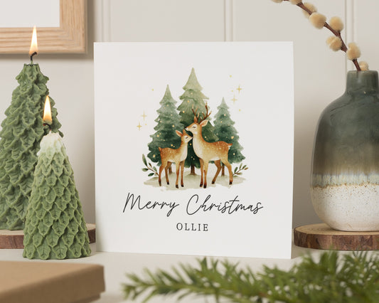 Personalised Christmas Card, Reindeer Christmas Card, Christmas Card for Boy, Cute Kids Christmas Card
