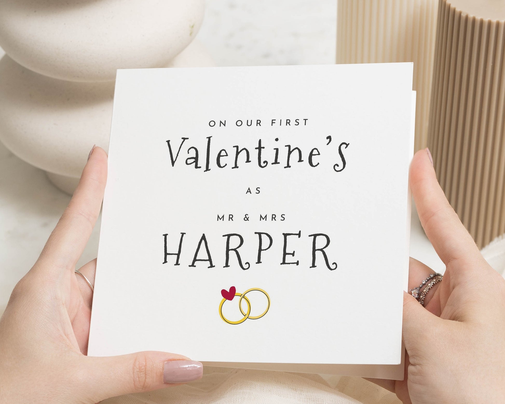 First Valentines Day Card for Couple, Personalised Valentines Card, Mr and Mrs Valentines Card, Romantic Card for Husband or Wife