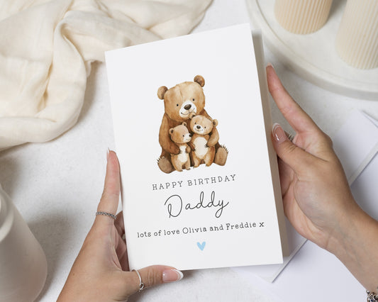 Birthday Card for Daddy, Daddy Birthday Card, Birthday Card from Kids, Dad Birthday Card, Personalised Birthday Card, Bear Birthday Card