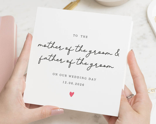 Wedding Card for Mother of the Groom, Father of the Groom, On Our Wedding Day Card, Personalised Wedding Card, Thank You Card