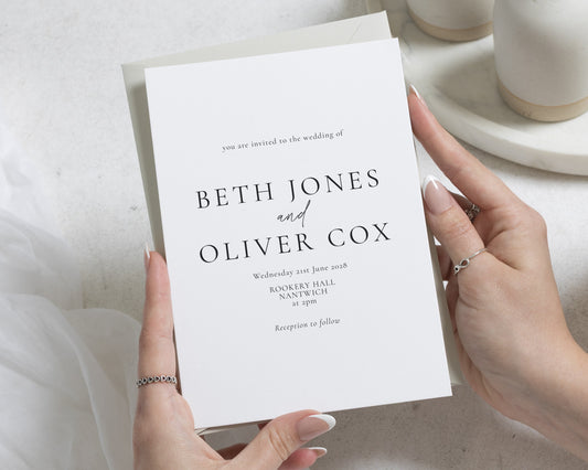 Minimalist Wedding Invitations, Simple Black and White Wedding Invite, Elegant Typography Wedding Invitation Suite, Personalised Invites