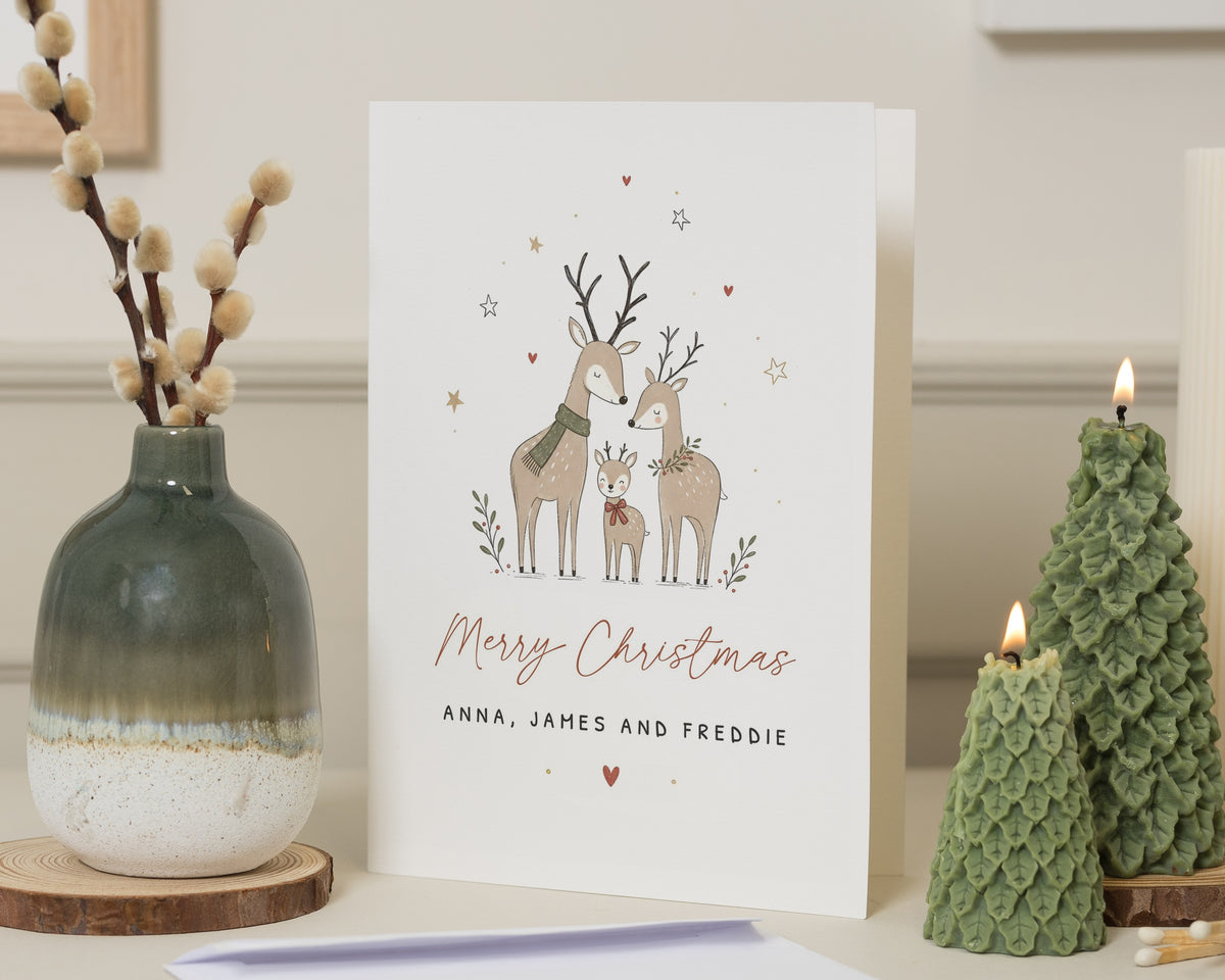 Personalised Christmas Card, Family Christmas Card, Reindeer Christmas Card, Cute Christmas Card, Merry Christmas Card, Xmas Card