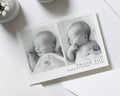 Baby Personalised Thank You Card, New Baby Photo Thankyou Cards, Black & White Photo Folded Thank You Cards, New Baby Boy Announcement Cards