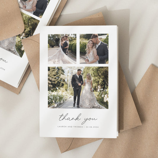 Wedding Folded Thank You Cards, Post Card Thank You Cards Wedding, Wedding Thank You, Thank You Wedding Card, Simple Wedding Card With Photo