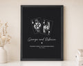 Personalised Playing Card Couple Print, Black Wall Art, Anniversary Gift, Wedding Gift for Couple, Romantic Bedroom Wall Art