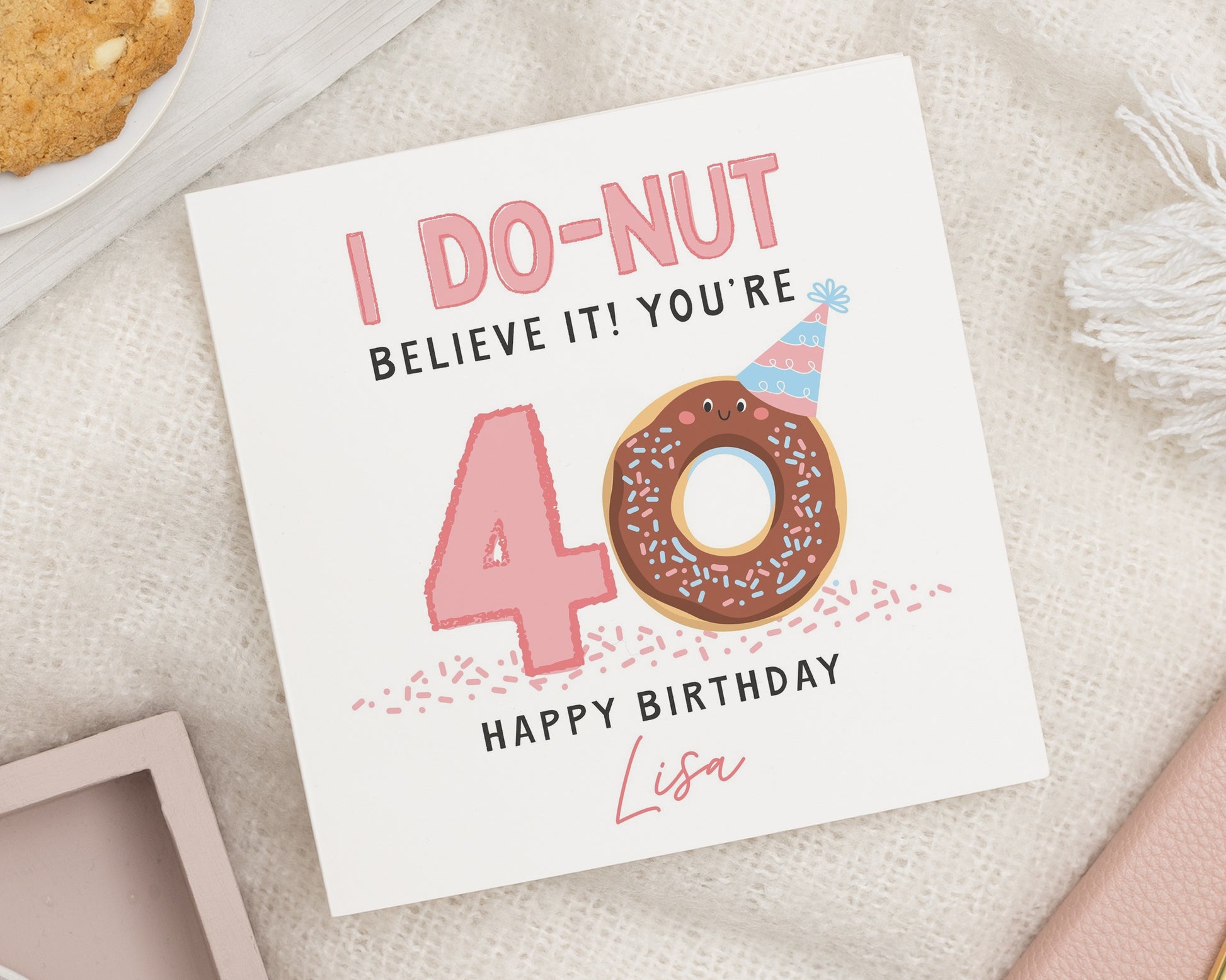 40th Birthday Card for Her, Funny Doughnut Birthday Card, Personalised Birthday Card for Women, 40th Birthday Card for Friend