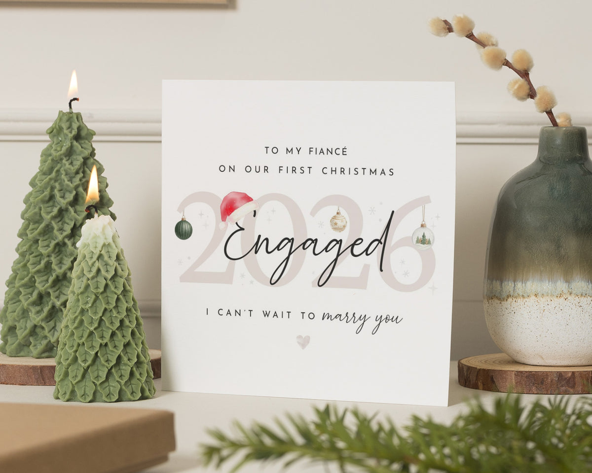 First Christmas Engaged Card for Fiancé, 1st Christmas Card for Fiancé, Engagement Christmas Card, 2026 Christmas Card for Him
