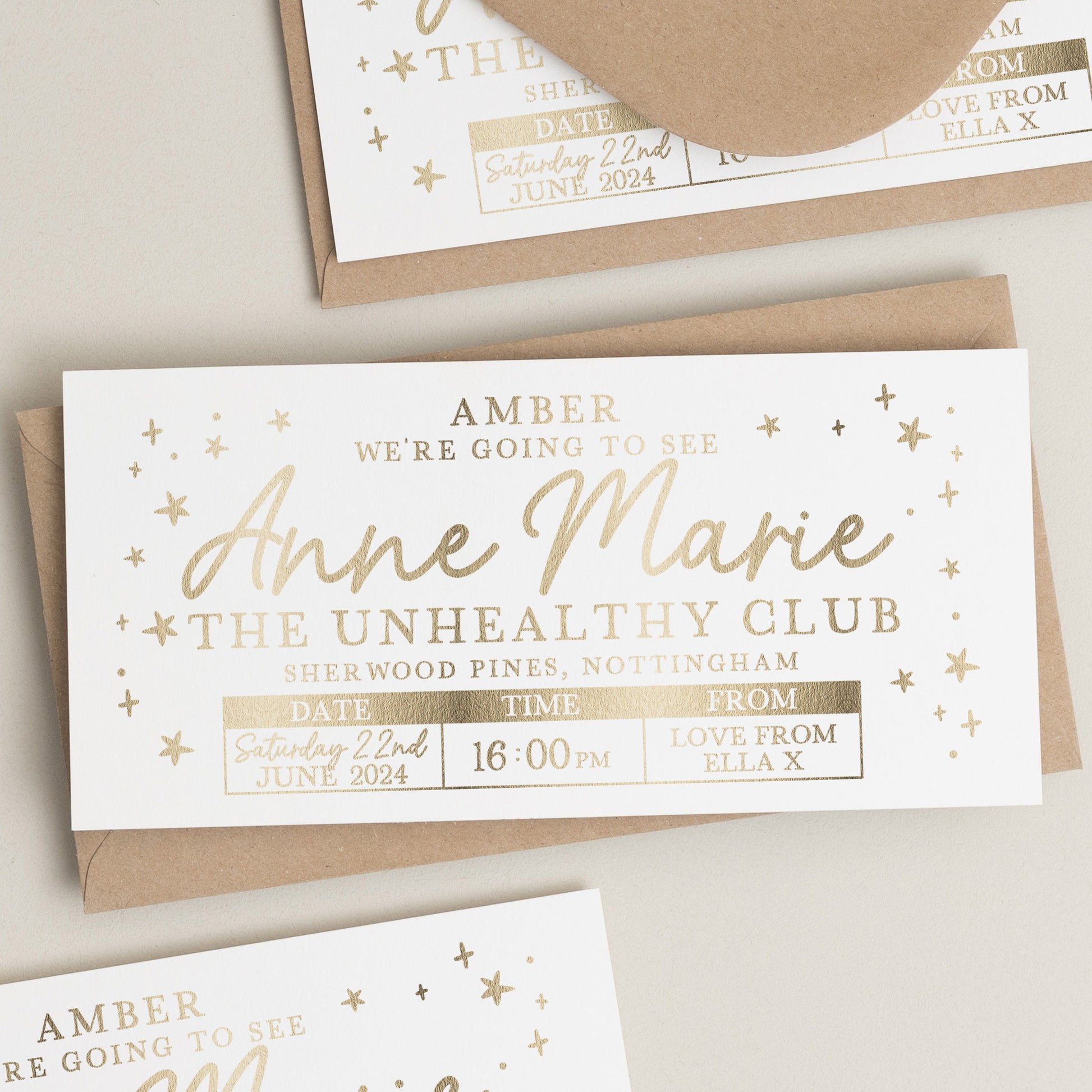 Christmas Scratch Gift Voucher, Anne Marie Gig Ticket Foil Gift Voucher, Scratch Reveal Gift, Scratch To Reveal, Gig Ticket