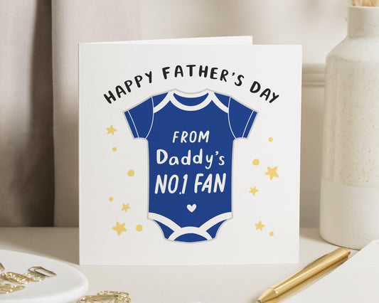 Fathers Day Card from Baby, Fathers Day Card for Daddy, No 1 Fan Fathers Day Card, Cute Fathers Day Card, Fathers Day Card for Him