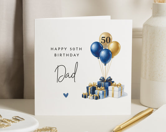 50th Birthday Card for Dad, Dad 50th Birthday Card, Birthday Card for Him, Milestone Birthday Card, Personalised Dad Birthday Card