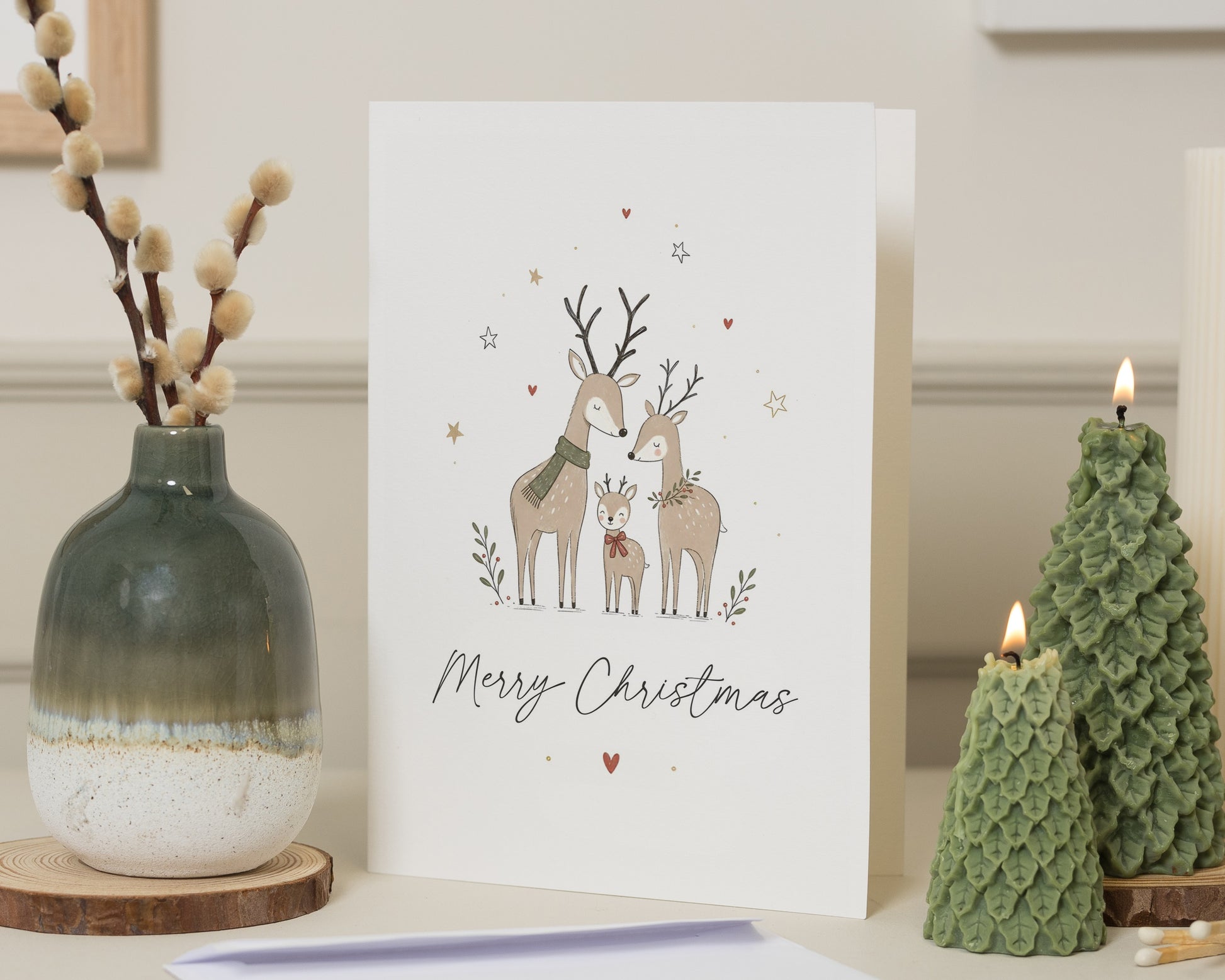 Christmas Card, Merry Christmas Card, Deer Christmas Card, Cute Christmas Card, Family Christmas Card, Woodland Animal Christmas Card