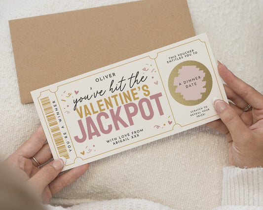 Personalised Valentines Gift Voucher, Dinner Date Gift, Scratch To Reveal, Custom Valentine Gift For Him Or Her