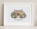 Personalised Christmas House Print, Family Name Wall Art, New Home Gift, House Warming Gift, White Framed Print With Mount