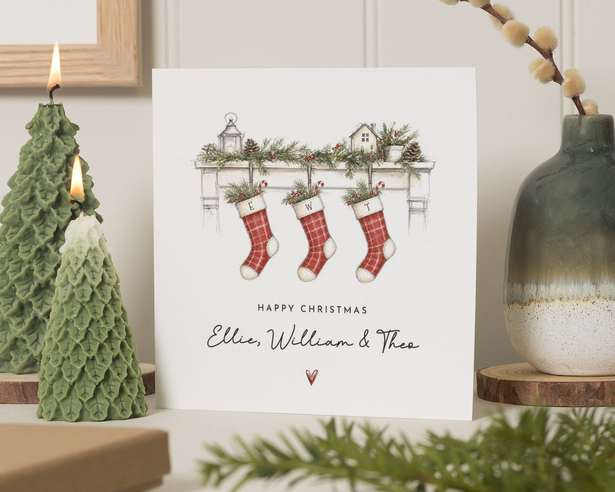 Personalised Christmas Card, Family Christmas Card, Christmas Card for Family, Stocking Christmas Card, Custom Xmas Card for Couple