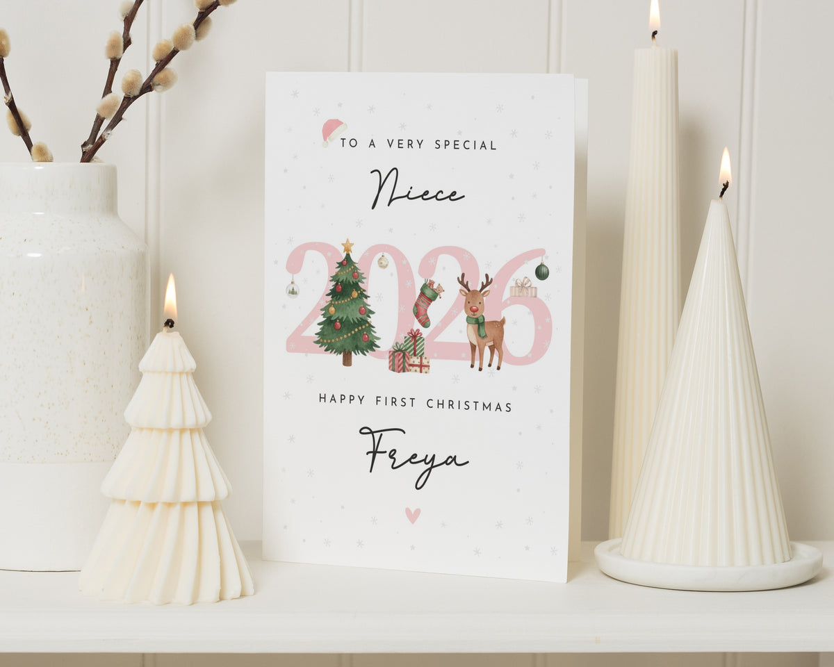 First Christmas Card for Niece, 1st Christmas Card, Personalised Christmas Card, Baby Christmas Card, Cute Christmas Card for Girl
