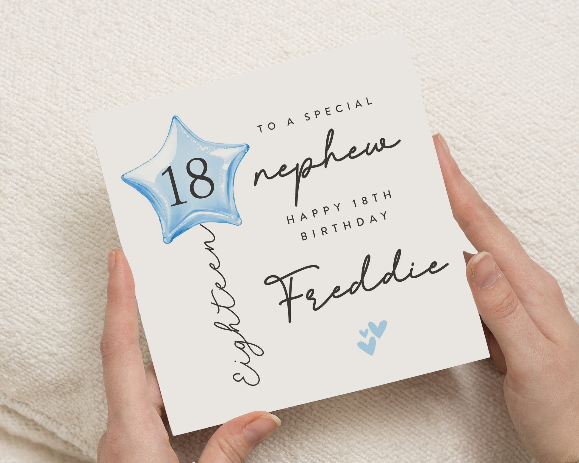 18th Birthday Card for Nephew, Personalised Birthday Card for Him, Custom Nephew Birthday Card, Blue Balloon Birthday Card