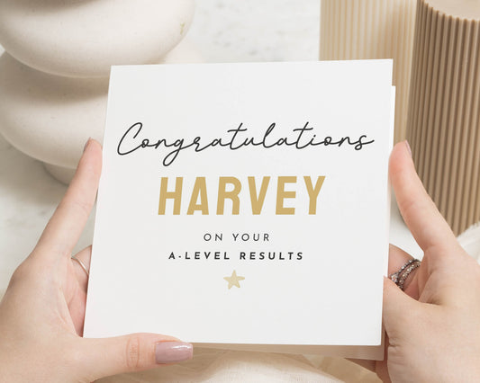 Congratulations Card, Personalised Exam Results Card, A Level Results Card, Custom Name Card, Good Luck Card, Card for Him or Her