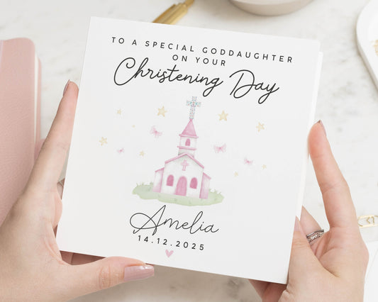 Christening Card for Goddaughter, Personalised Christening Day Card, Special Goddaughter Card, Custom Name Christening Card