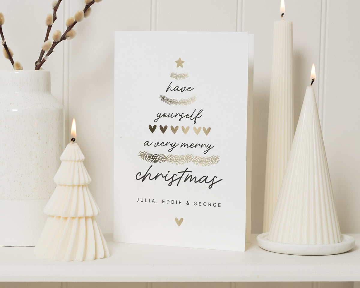 Personalised Christmas Card, Christmas Card from Us, Custom Xmas Card, Merry Christmas Card, Gold Christmas Cards for Family