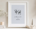 Personalised Lucky in Love Print, Light Blue Wall Art, Couple Playing Card Print, Wedding Gift, Anniversary Gift, White Frame