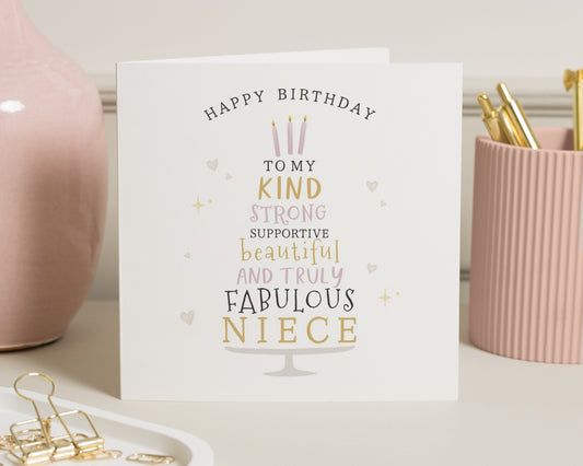 Birthday Card for Niece, Fabulous Niece Birthday Card, Birthday Card for Her, Personalised Niece Birthday Card, Cute Birthday Card