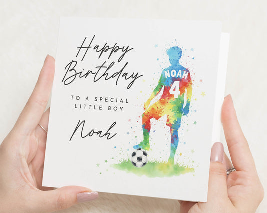 Birthday Card for Boy, Personalised Football Birthday Card, Birthday Card for Son, 4th Birthday Card, Special Little Boy Birthday Card