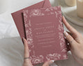 Dusty Pink Floral Wedding Invitations, Romantic Botanical Wedding Invites, Personalised Terracotta Pink Invitation Suite
