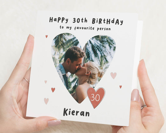 30th Birthday Card, Personalised Photo Birthday Card, Birthday Card for Boyfriend, Girlfriend Birthday Card, Birthday Card for Partner