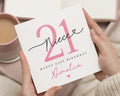 21st Birthday Card for Niece, Personalised Niece Birthday Card, Pink Birthday Card for Her