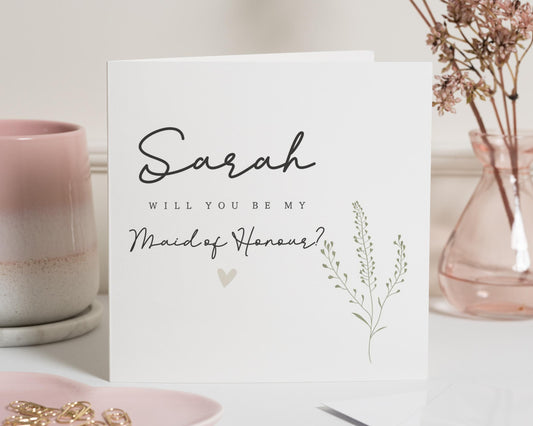 Will You Be My Maid of Honour Card, Personalised Bridesmaid Proposal Card, Wedding Party Card, Custom Maid of Honour Card
