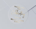 Thank You Sticker, Wedding Thank You Sticker, Personalised Wedding Sticker, Gold Foil Thank You Label, Custom Wedding Envelope Seal