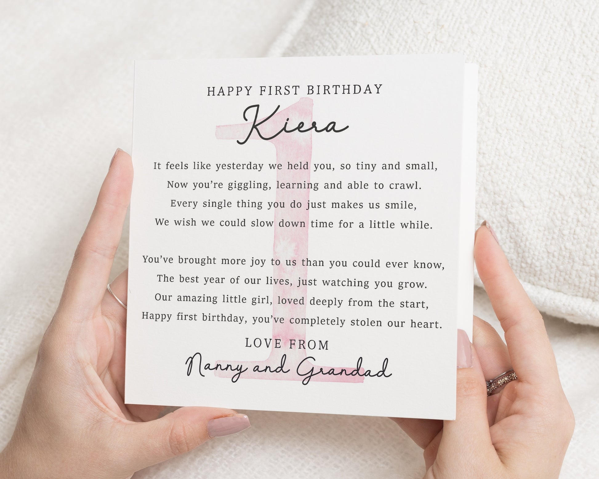 First Birthday Card, 1st Birthday Card for Girl, Personalised Birthday Card, Daughter Birthday Card, Granddaughter Birthday Card, Poem Card