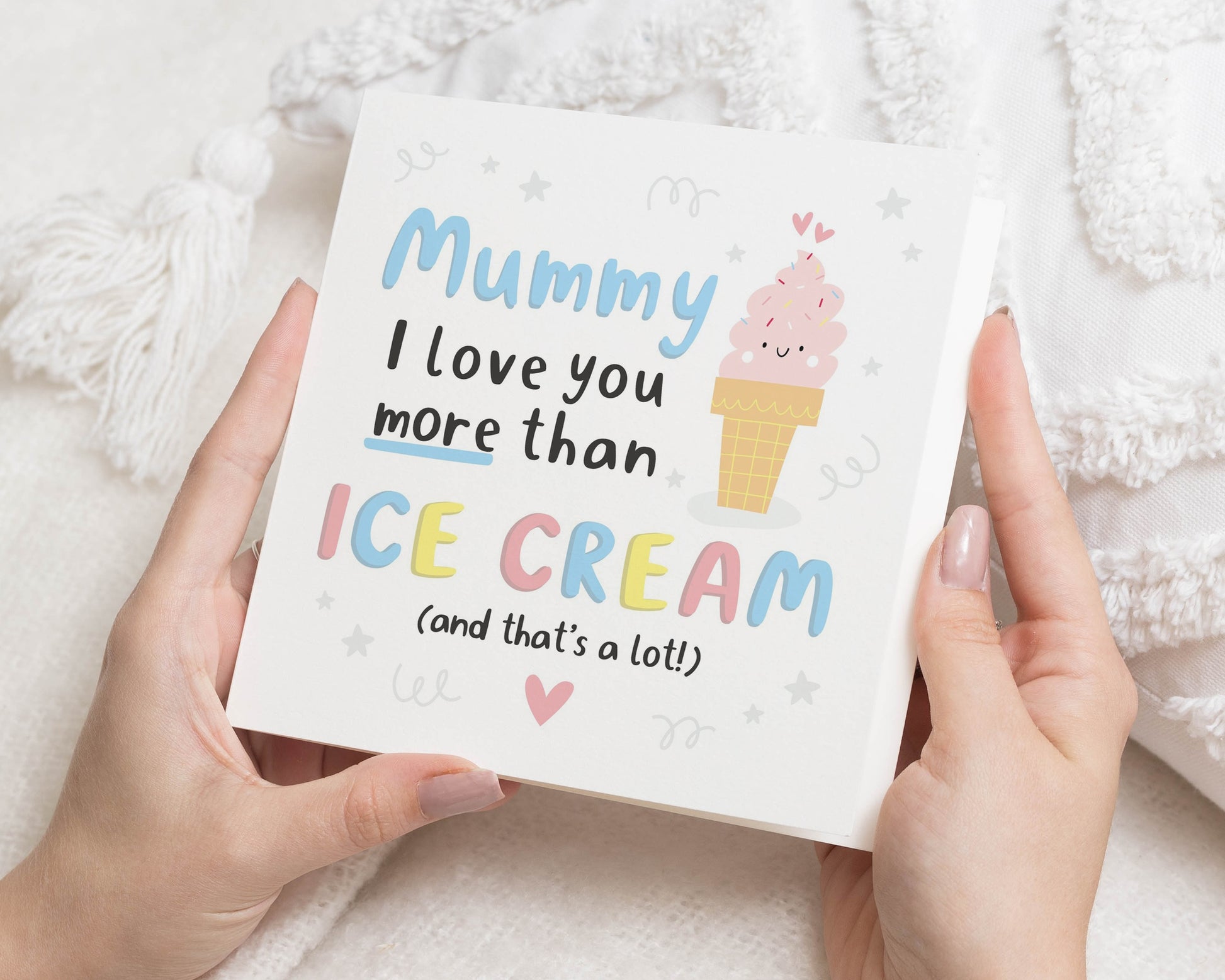 Birthday Card for Mummy, Cute Birthday Card for Mum, Ice Cream Card, Birthday Card from Kids, Personalised Card for Her, Mummy Card
