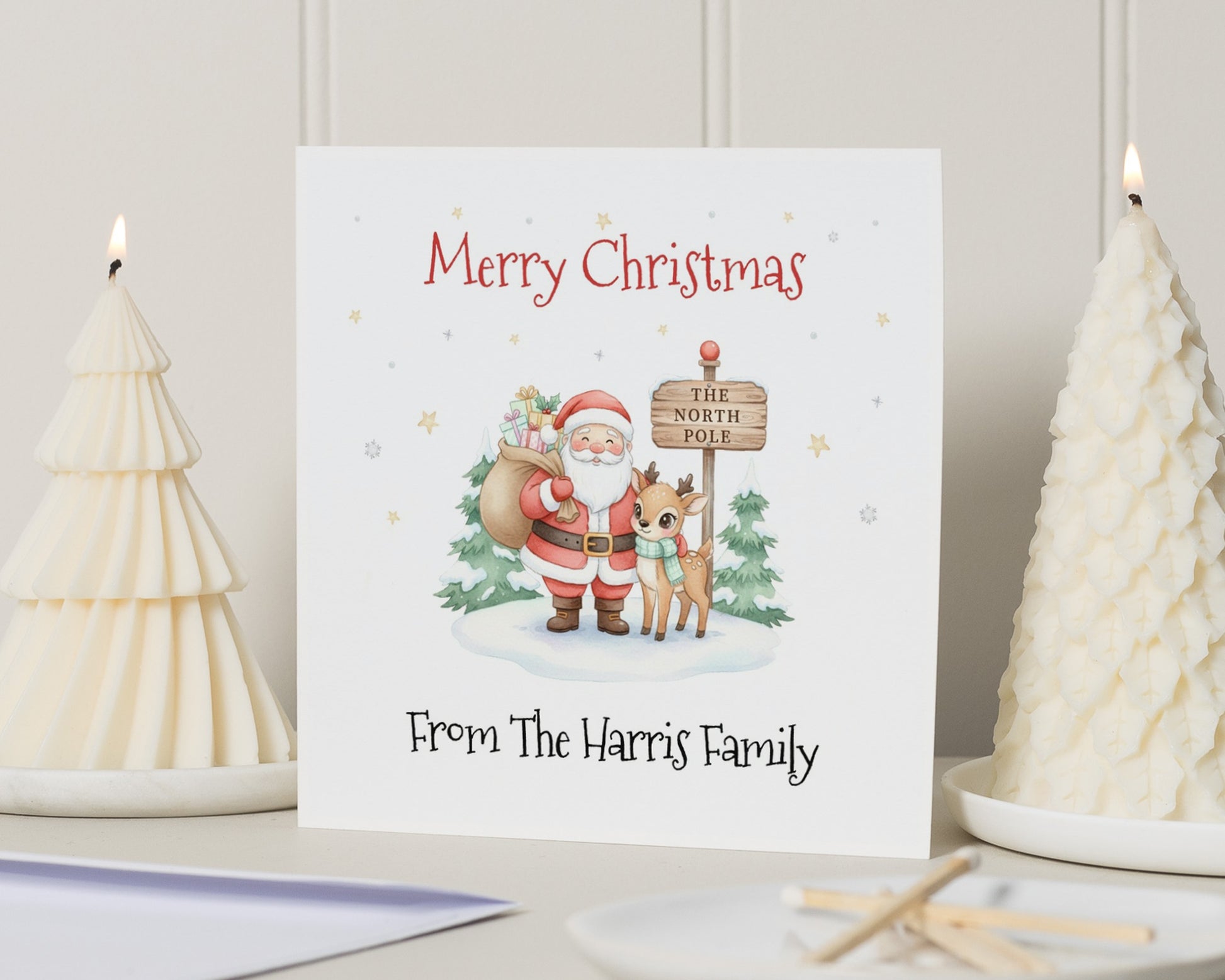 Personalised Christmas Card, Pack of Christmas Cards, Santa Christmas Card, Square, Family Christmas Card, Merry Christmas Card