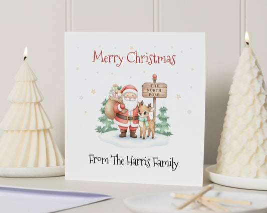 Personalised Christmas Card, Pack of Christmas Cards, Santa Christmas Card, Square, Family Christmas Card, Merry Christmas Card