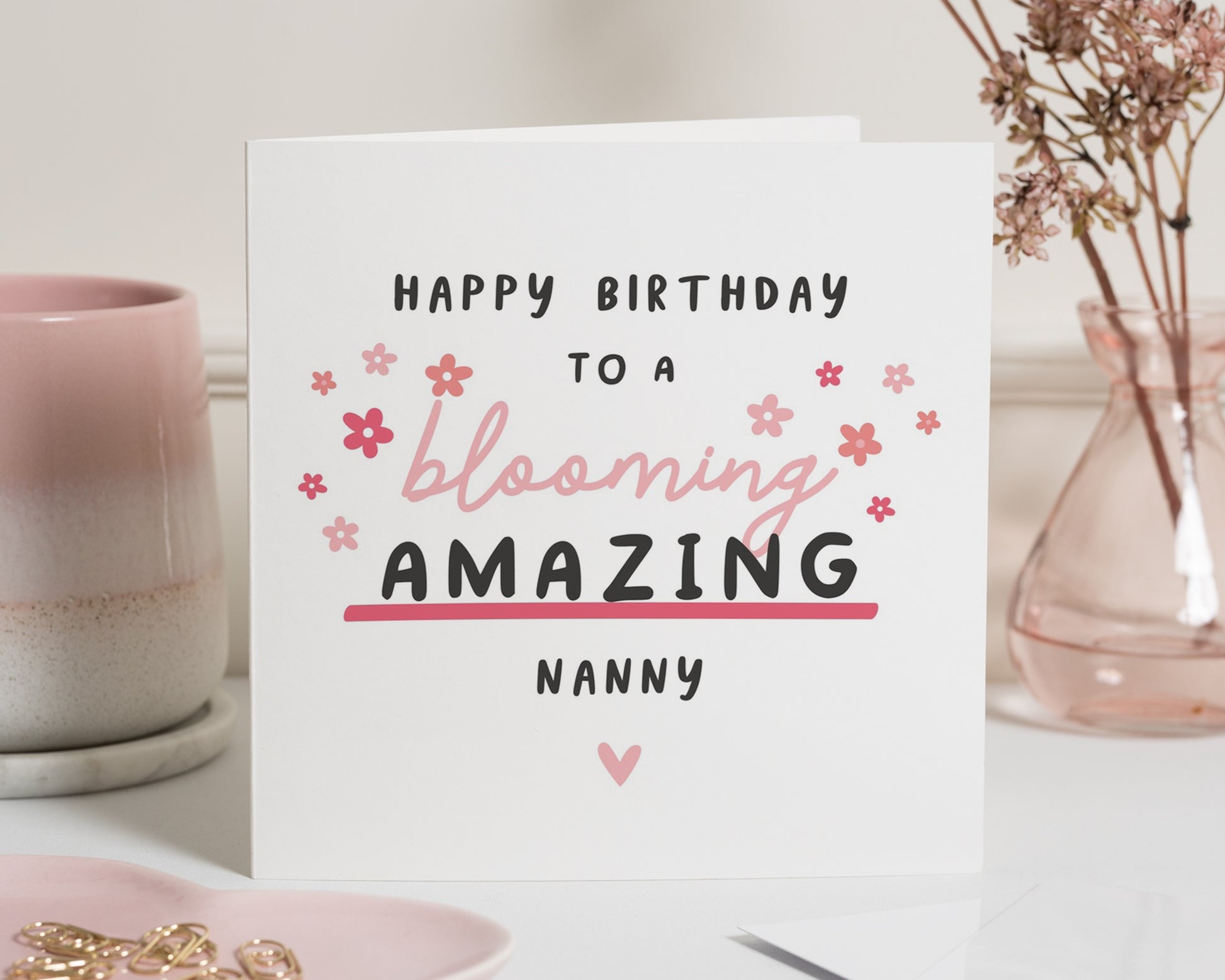 Birthday Card for Nanny, Happy Birthday Card for Her, Nanny Birthday Card, Floral Birthday Card, Cute Birthday Card for Grandma