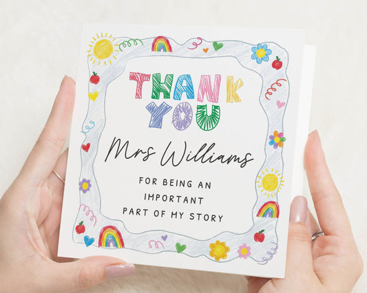 Teacher Thank You Card, Personalised Teacher Card, Thank You Card for Teacher, End of Term Card, School Teacher Card, Teaching Assistant