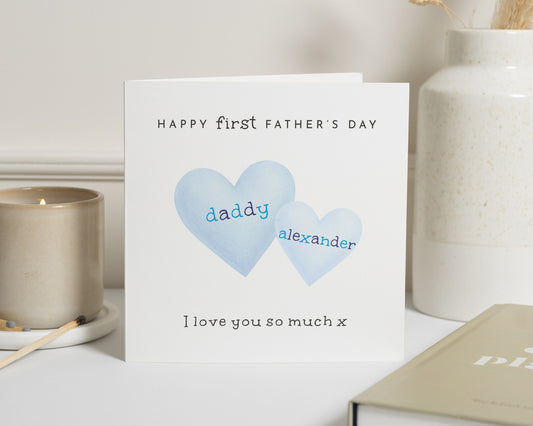First Fathers Day Card, Personalised Fathers Day Card from Baby, Daddy Fathers Day Card, Custom First Fathers Day Card, Heart Card