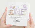 1st Birthday Card for Daughter, Personalised First Birthday Card, Animal Birthday Card, Cute Birthday Card for Girl, Woodland Birthday Card