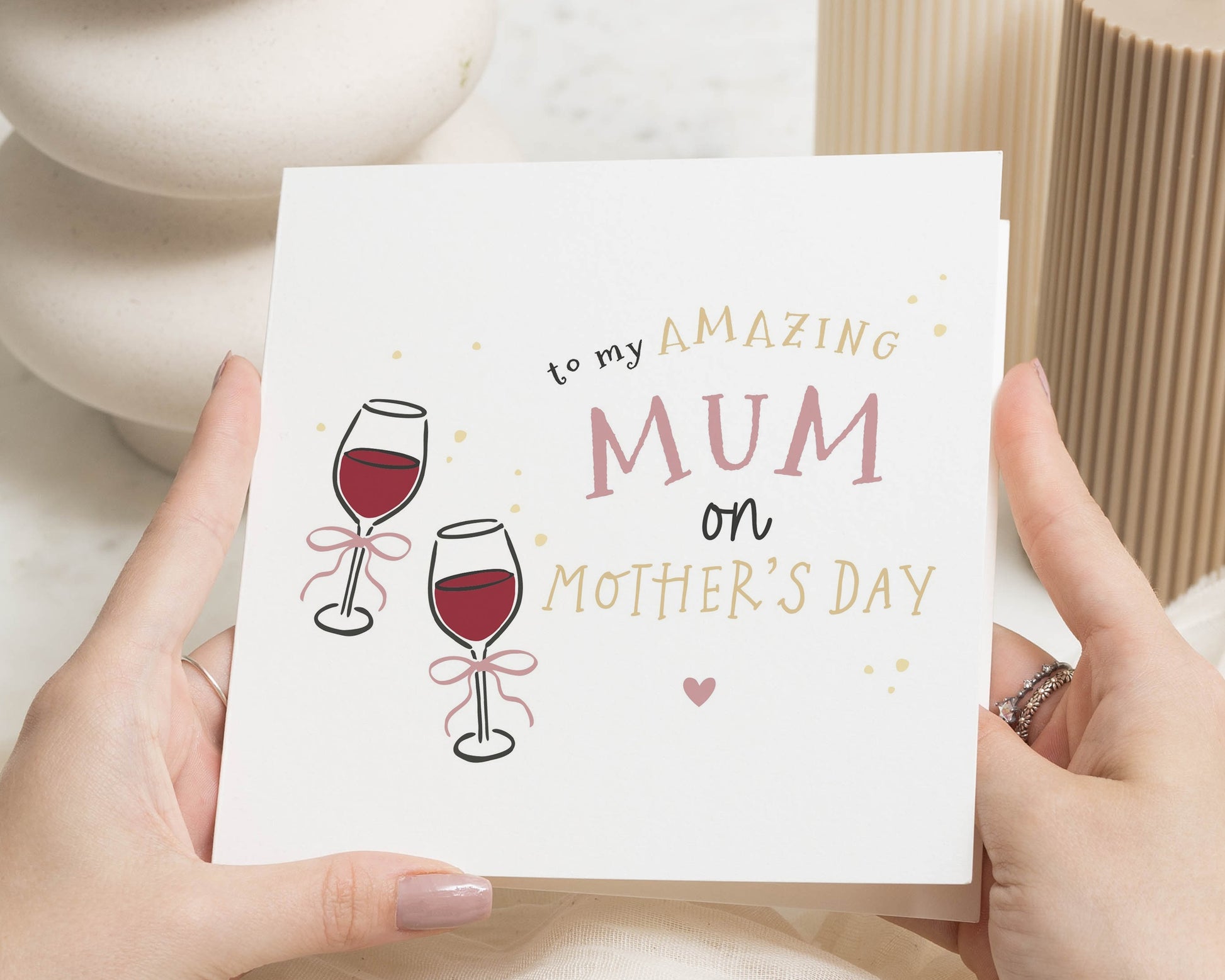 Mother's Day Card for Mum, Amazing Mum Mother's Day Card, Wine Glass Mother's Day Card, Card for Her, Cute Mother's Day Card