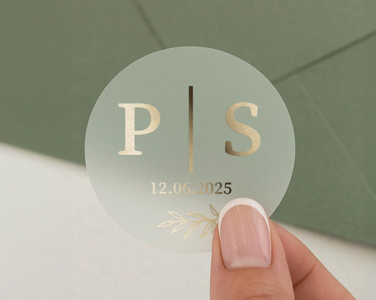 Personalised Wedding Sticker, Initials and Date Sticker, Gold Foil Wedding Seal, Custom Envelope Seal, Wedding Favour Sticker