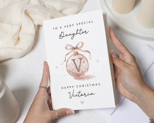 Personalised Daughter Christmas Card, Christmas Card for Daughter, Daughter Xmas Card, Custom Name Christmas Card, Bauble Christmas Card