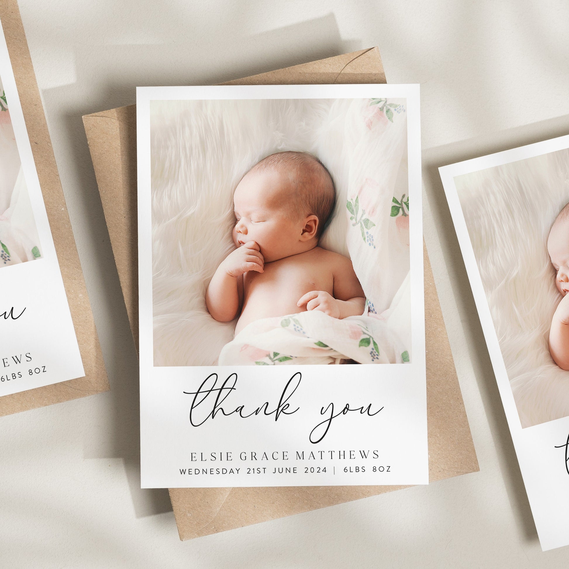 Baby Personalised Thank You Card, Baby Shower Thank You Cards, New Baby Photo Thank You Cards, Personalised Thank You Card From New Baby