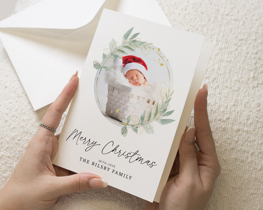Personalised Photo Christmas Card, Merry Christmas Card, Baby Christmas Card, Pack of 10, 20, 50 or 100, Family Christmas Card