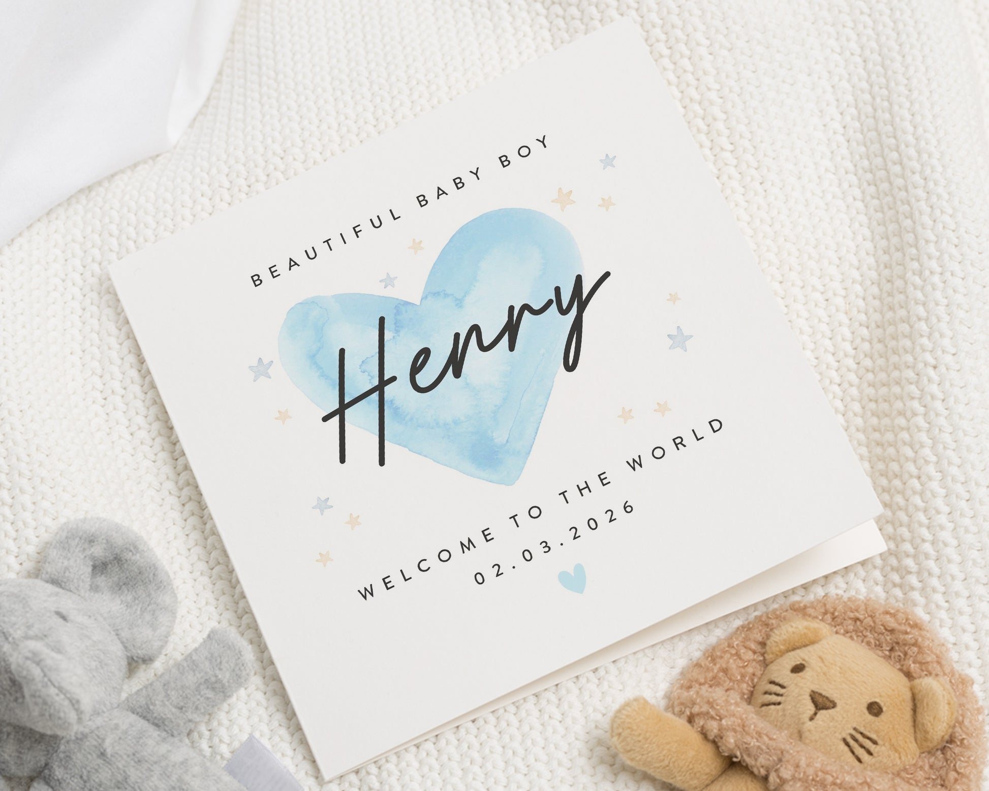 Personalised New Baby Card, Baby Boy Card, Welcome To The World Card, Baby Card For Boy, Custom Name Card, Baby Shower Card, Newborn Card