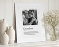 Personalised Grandma Print From Photo, Grandma Definition Wall Art, Gift for Grandma, Mother's Day Gift, White Framed Print