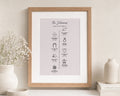 Personalised Family Timeline Print, Pale Pink Wall Art, Custom Milestone Print, Family Gift, New Home Gift, Oak Framed Print